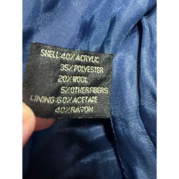 VTG Express Knit Blazer Aztec Wool Stripe Italy Lined Womens XS Blue Orange Y2K - Picture 3 of 11